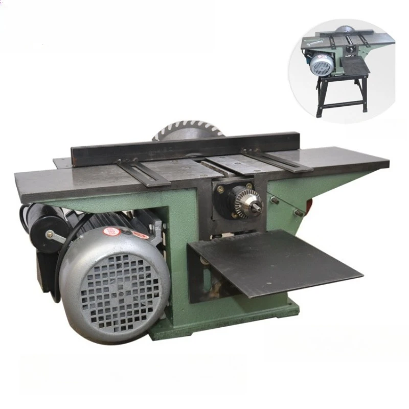 Woodworking table planer, table saw machine, three-in-one multi-functional desktop planer with backer, drilling machine
