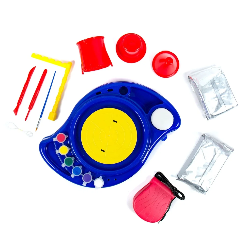 مجموعة عجلات الفخار الآلية للأطفال مع أداة قابلة للتعديل ودواسة القدم وأدوات الطين للعب الإبداعي للأعمار من 6 سنوات فما فوق #4