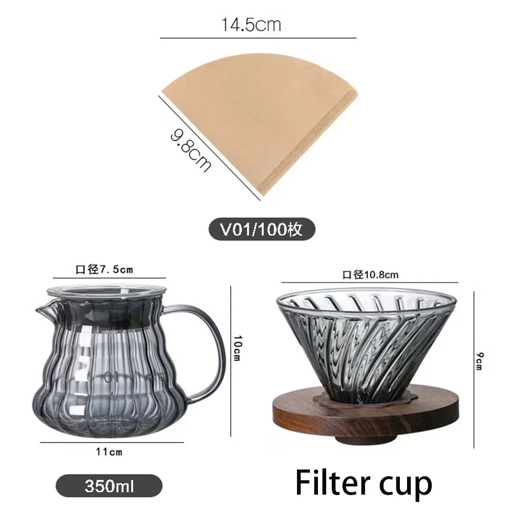 Pour Over Coffee Dripper Set Glass Server  Funnel Drip Maker Brew Cup Coffee Set 핸드 드립 커피 필터컵