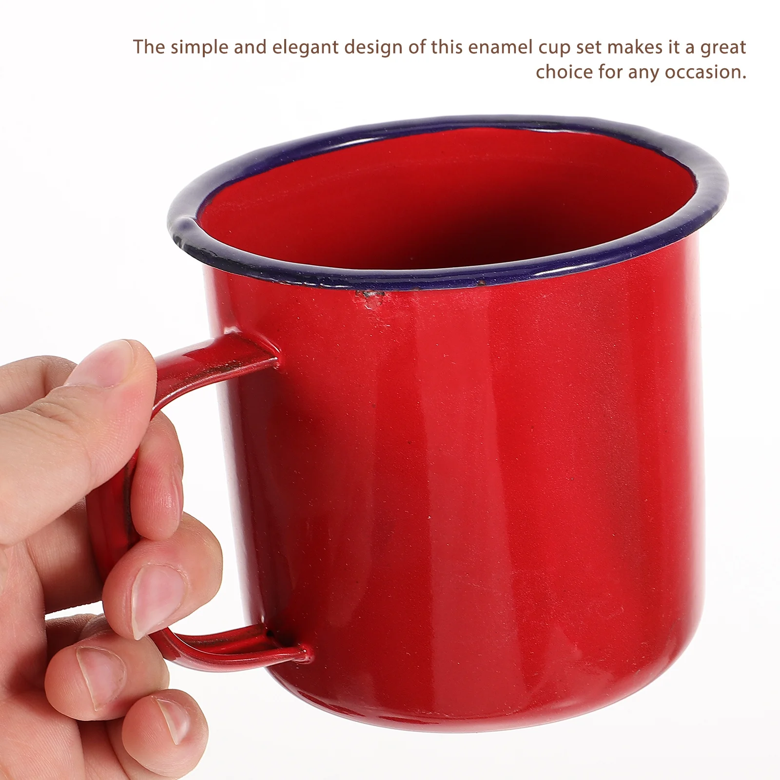 

4pcs Enamel Mug Set Simple Design Camping Coffee Mugs Portable Breakfast Cups For Home Office Outdoor Travel Water Cups