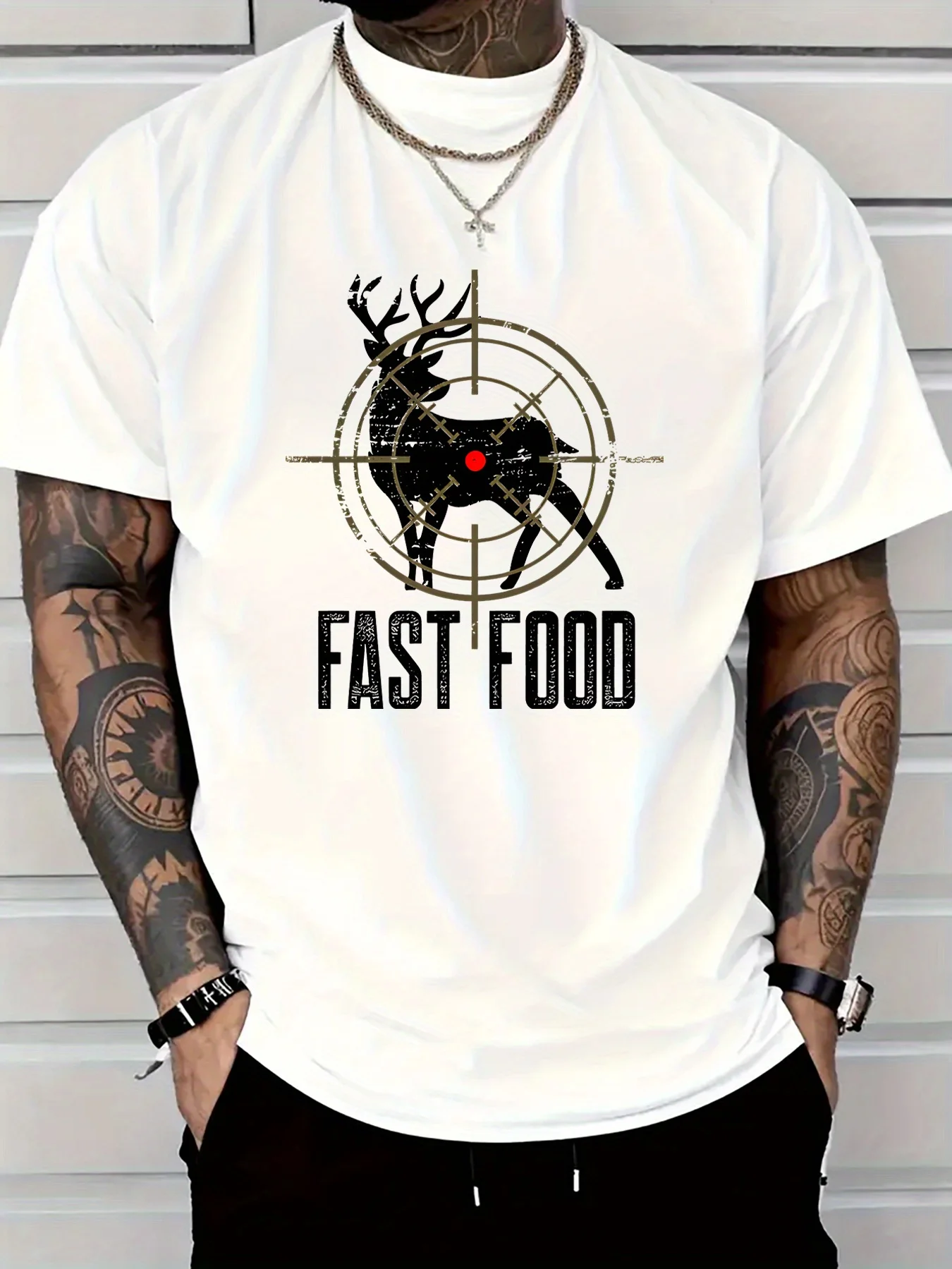 

Мужские футболки Bsketball в готическом стиле, летние, 100% хлопок, фаст-фуд, с принтом оленя, футболка с короткими рукавами, однотонная футболка Bsketball