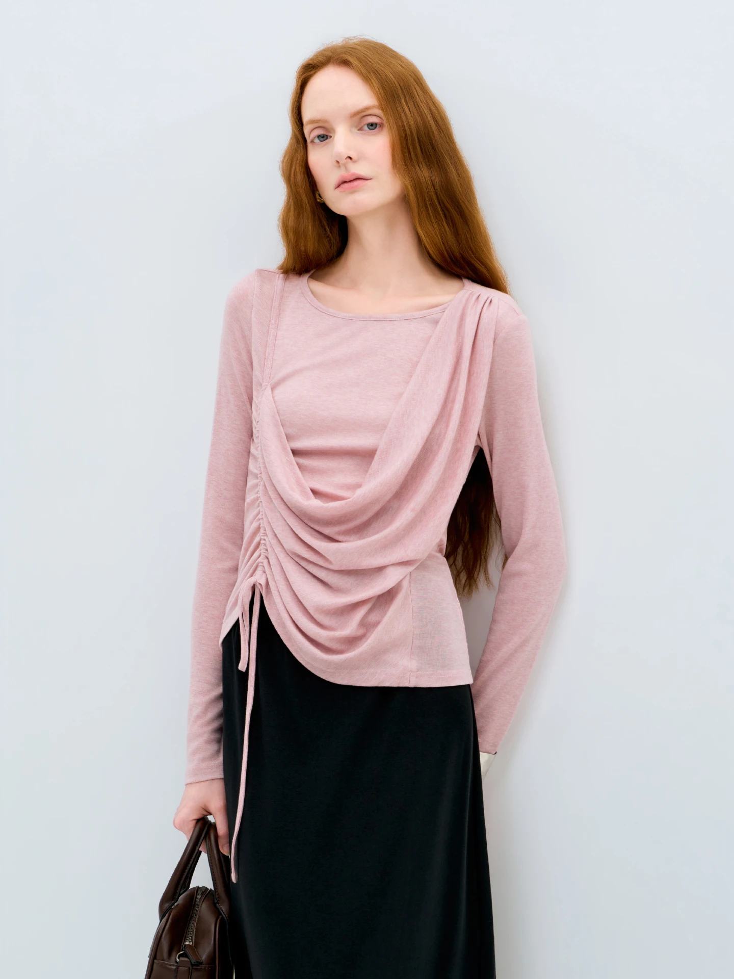 

Женский топ LIMONN Gentle Wind с эффектом двухслойности, асимметричный, вязаный, с длинным рукавом, для ношения под одеждой, весенний сезон