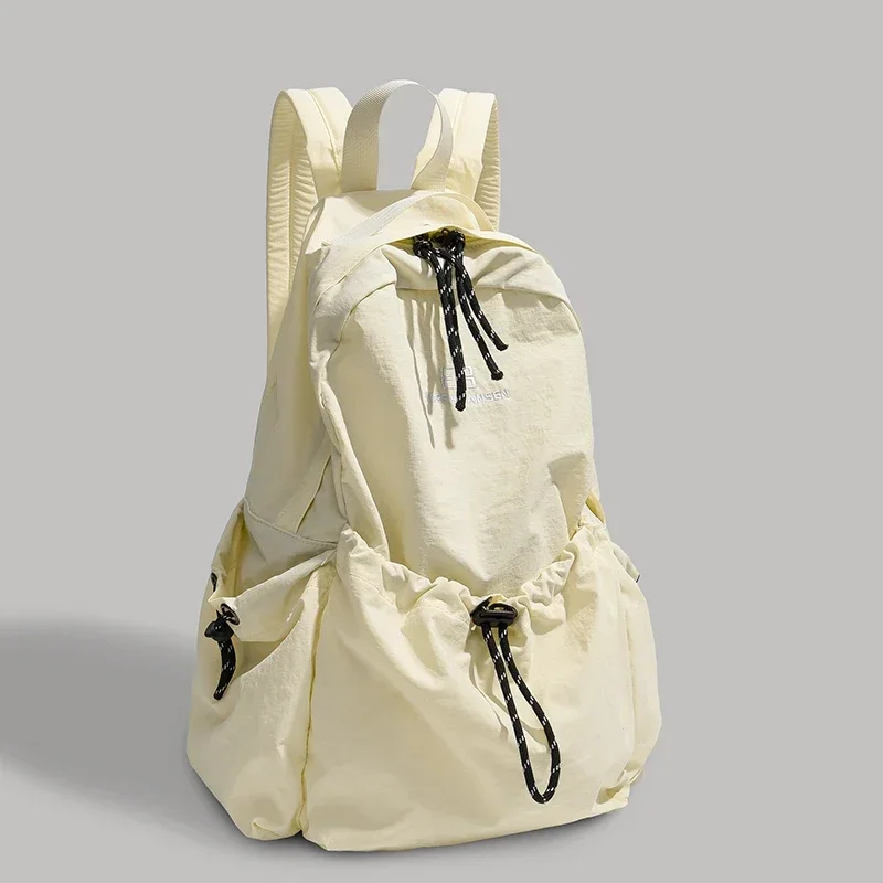 Nylon Solid Color Large Capacity Backpack Soft Versatile Bags Female 2025 High Quality Air Cushion Strap Soft Casual Backpack