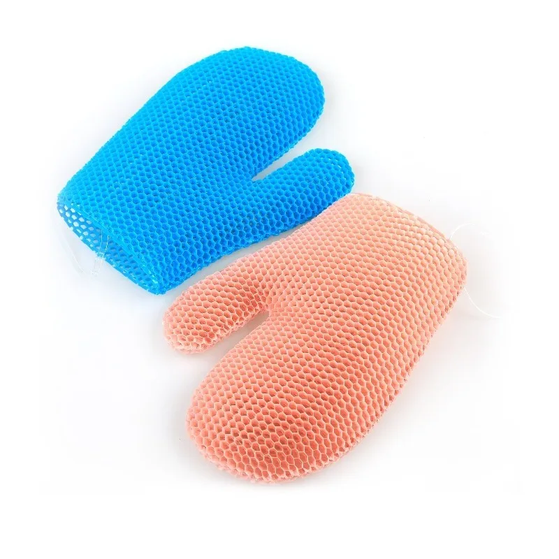 Outdoor TPU honeycomb antibacterial cleaning bath gloves, exfoliating bath, rubbing bath, pulling back towel, makeup remover