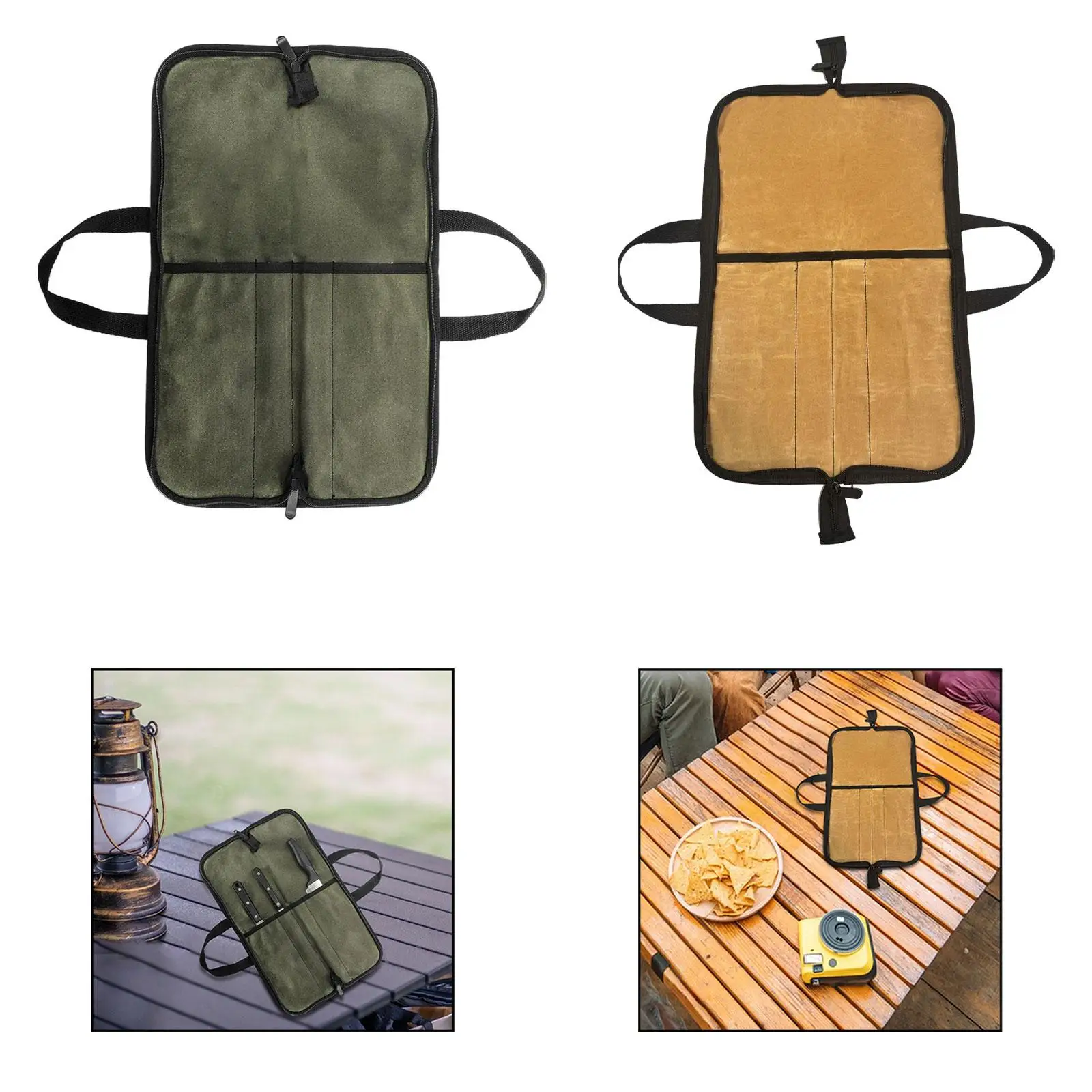 

Canvas Chef Knife Roll Bag Carrier for Outdoor Activities Traveling Camping