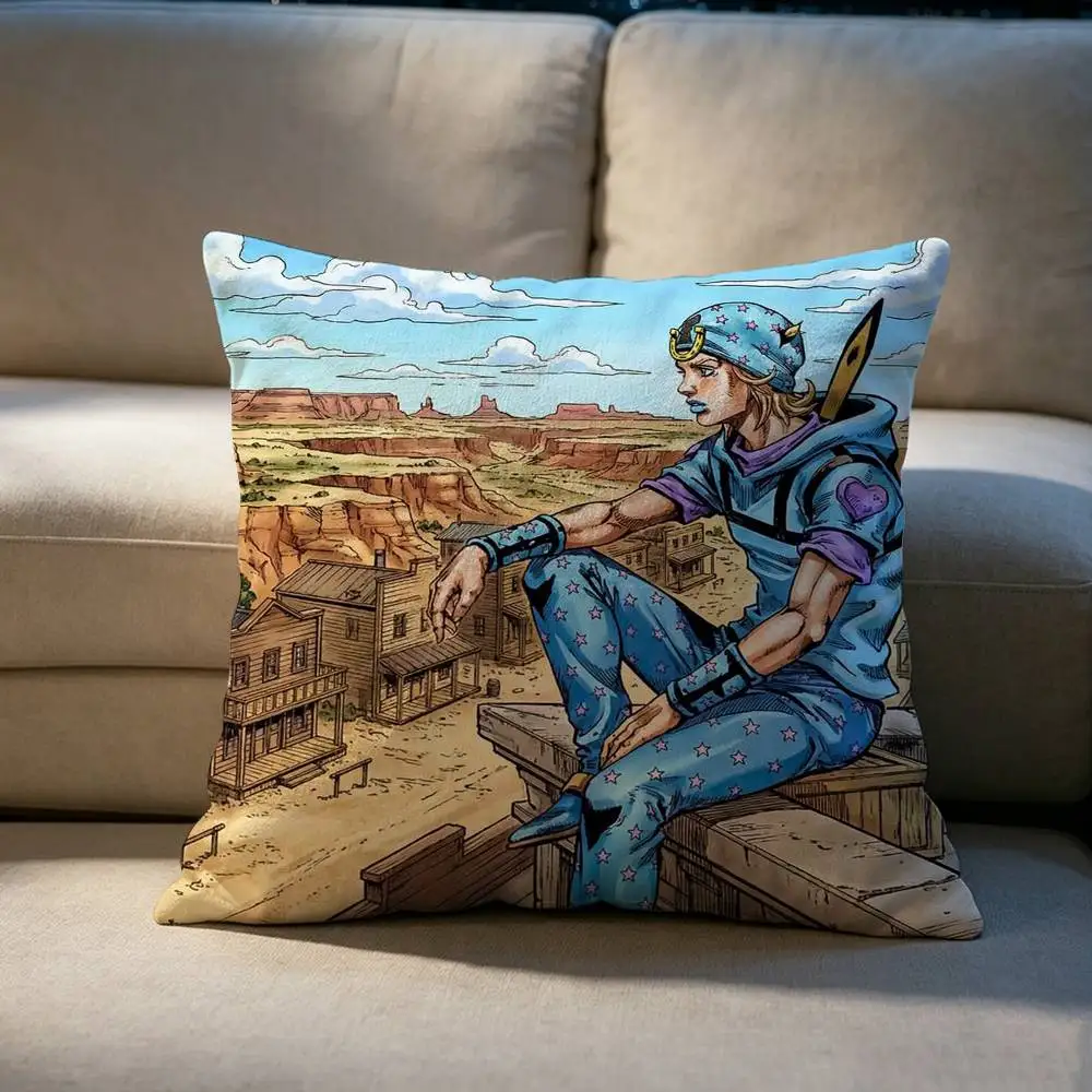 nJoJos Bizarre Adventure  Pillow cover Soft Microfiber Pillowcase Home Sofa Decor Surprise Decorative printed.