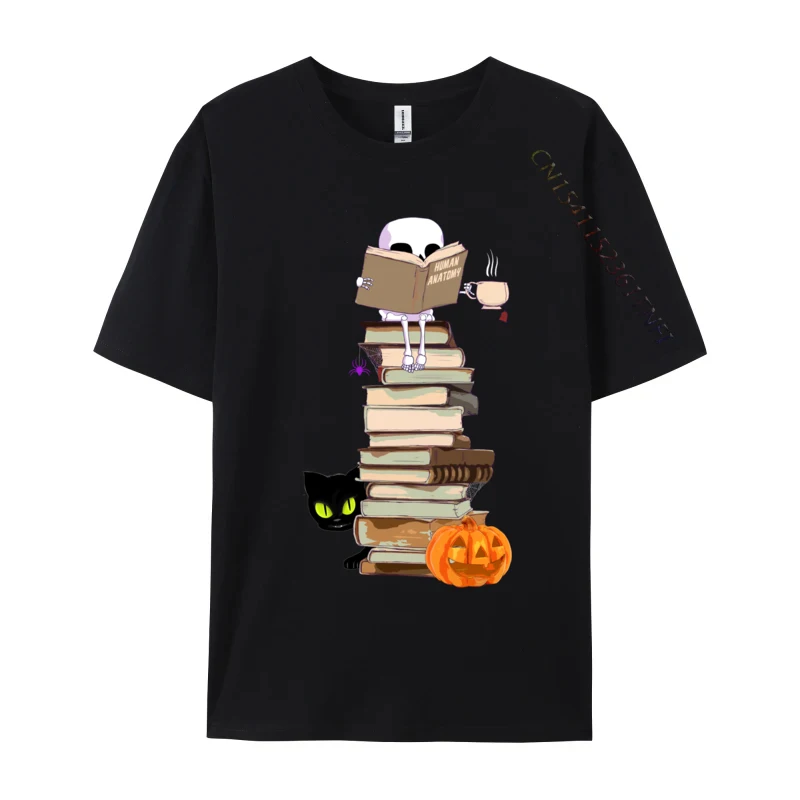 

Skeletons Cats Books Tea Tops T Shirt Skeletons Cats Books Tea Pure Cotton Young Top T-shirts Casual Tops & Tees Loose