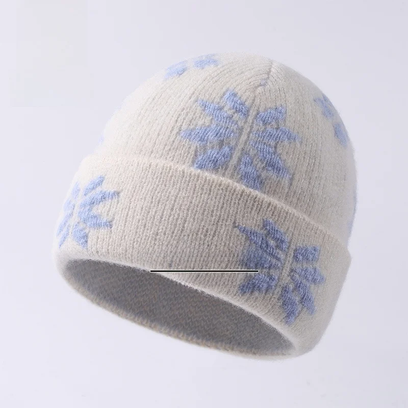 00-ピュアカシミヤニット帽-レディース-冬用-暖かい耳当て付き-フルカバー-雪の結晶刺繍-カジュアルスタイル-ウールキャップ