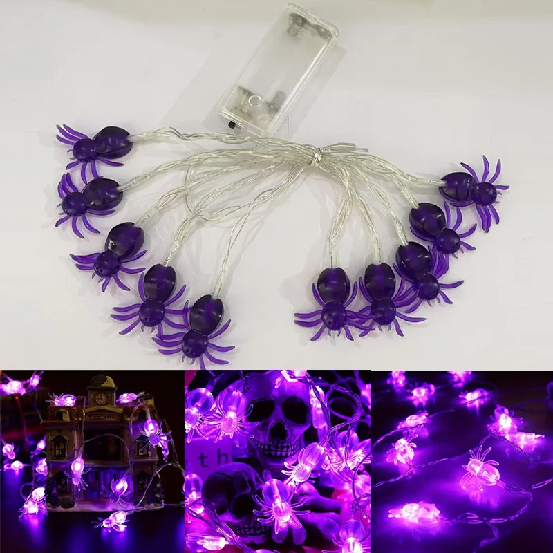 

1Pcs Purple Spider Light String, 1.6m Lights Led Decorative Lights, Battery Powered (Battery Not Included) Happy Halloween Halloween Party