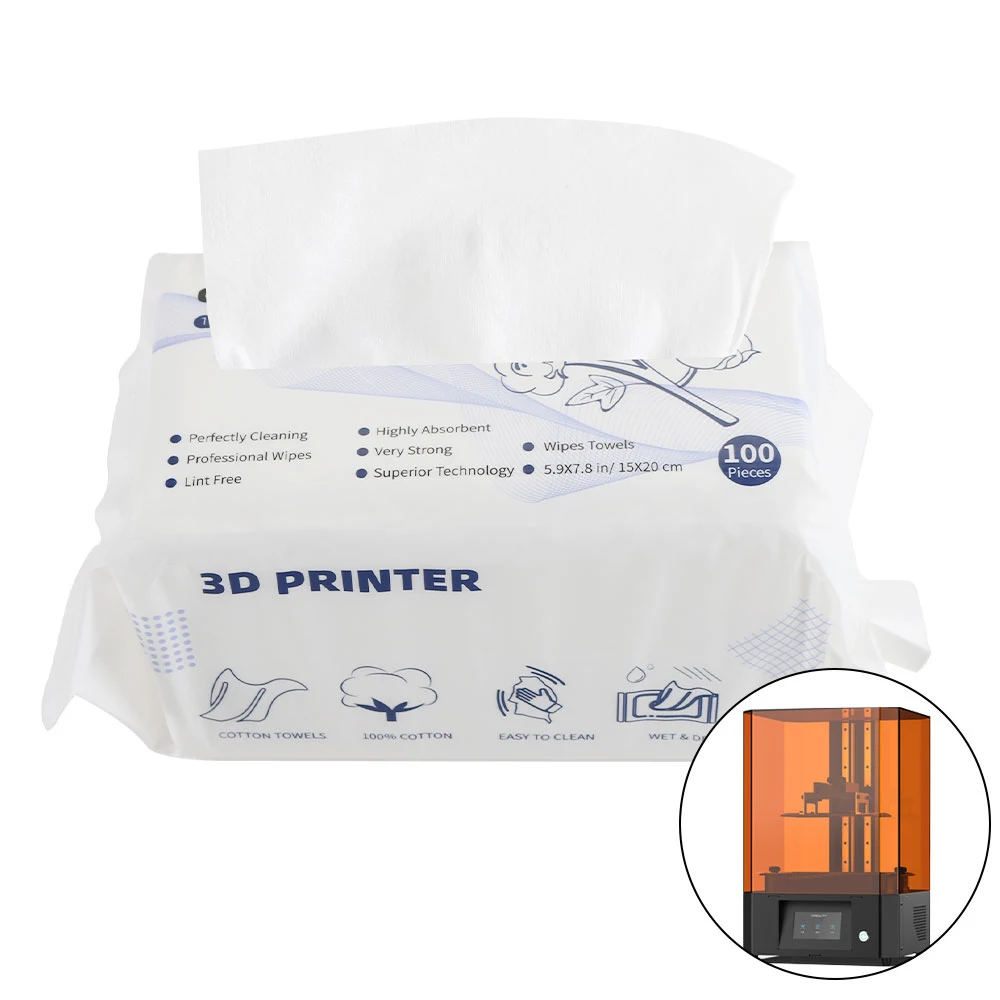 Light Curing Cleaning Cotton Wipe Cleaning Tool 100%Cotton Super Absorbent Lint Free for Anycubi Elego UV Resin 3D Printer Part