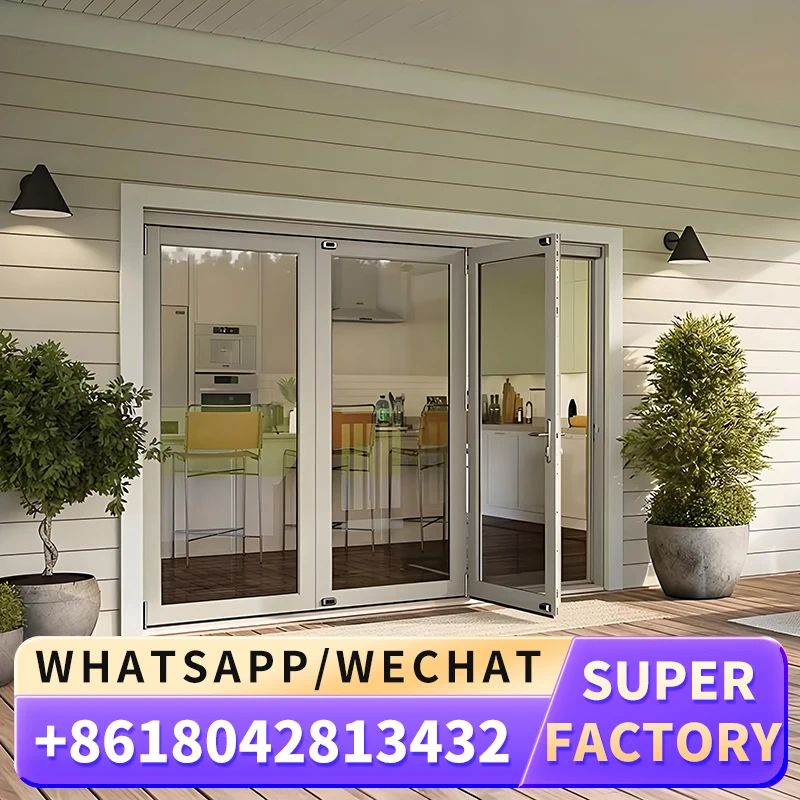 Commercial Exterior Balcony Accordion Bifold Door Design Exterior Aluminum Ally Glass Folding Patio Doors