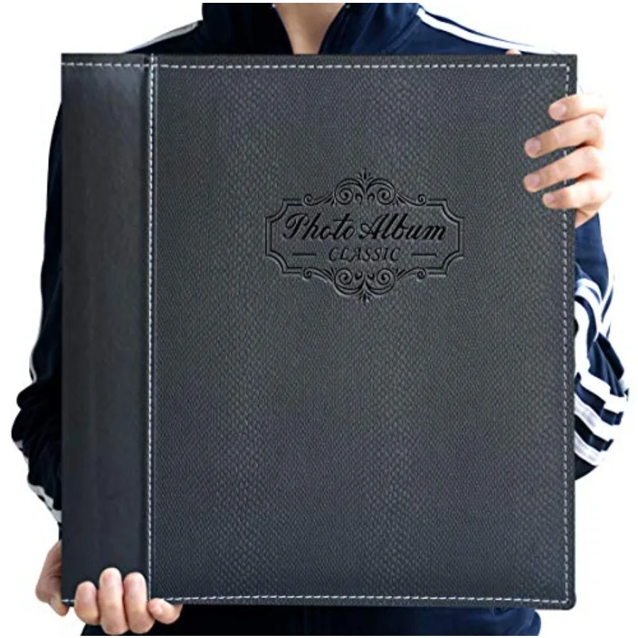 

Photo Album Can Hold 3X5 4X6 5X7 6X8 8X10 Photos Leather Cover Magnetic Self-Stick Page Hand Made DIY Albums Black Large