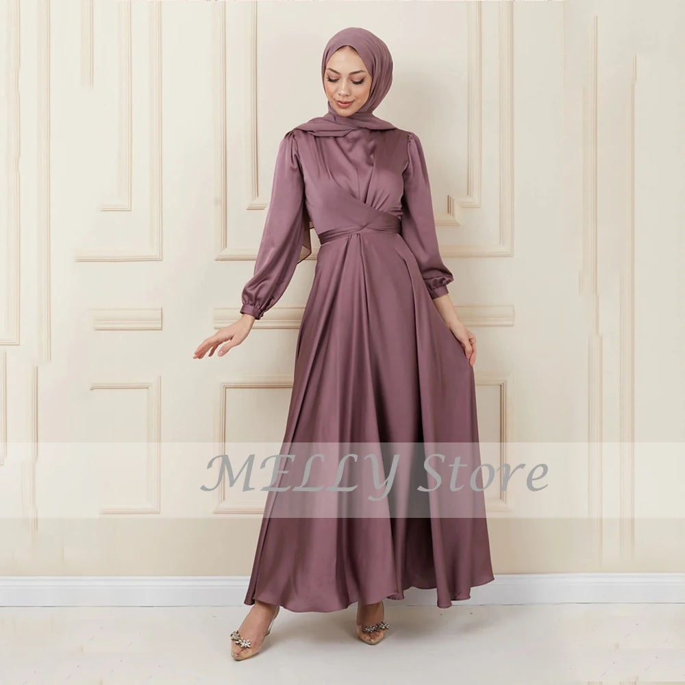 Vestidos de noite clássicos para mulheres de gola alta puff sleeves império vestidos de baile chiffon tornozelo comprimento a linha فline line line line line line ة سب اللب ب ب ب ب ب ب