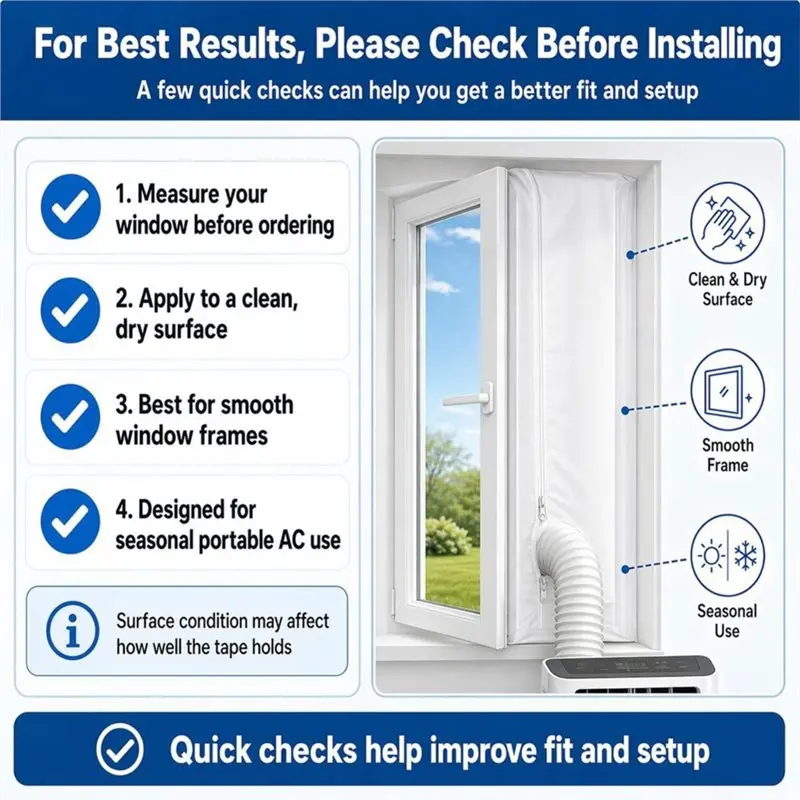 AC93-Portable AC Window Seal Kit 400CM/157 For Casement, Crank-Out & Windows, No-Drill Window Vent Kit