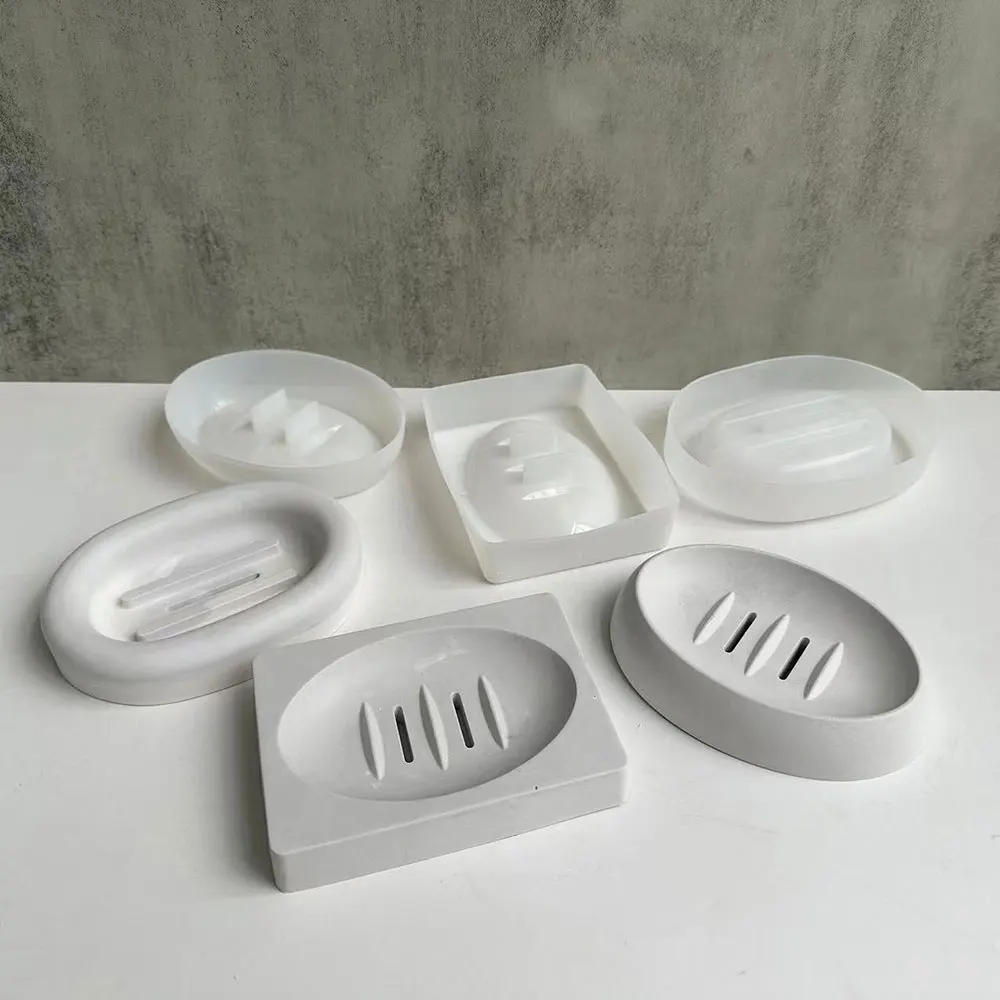 For Fun Handmade Soap Storage Tray Concrete Silicone Mold Square Soap Dish Plate Resin Mould Cement Plaster Soap Box Holder Mold