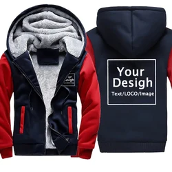 Custom Jacket Men's Thickening Winter Jackets for Men Fleece Long Sleeve Coats Fashion Casual DIY Zipper Streetwear Outwear