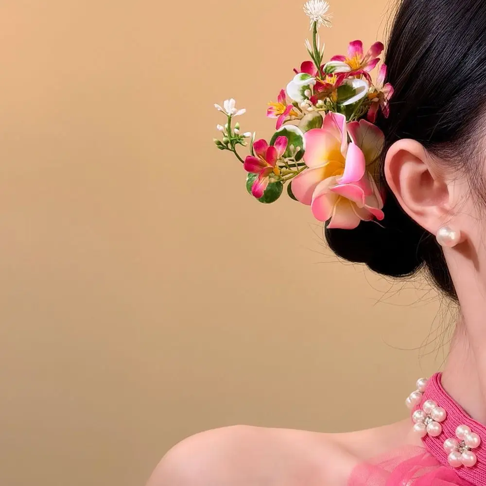 

Colorful Large Flower Hairpin Side Clip Bohemian Artificial Floral Hair Clip Headpieces Korean Style Flowers Hair Claw