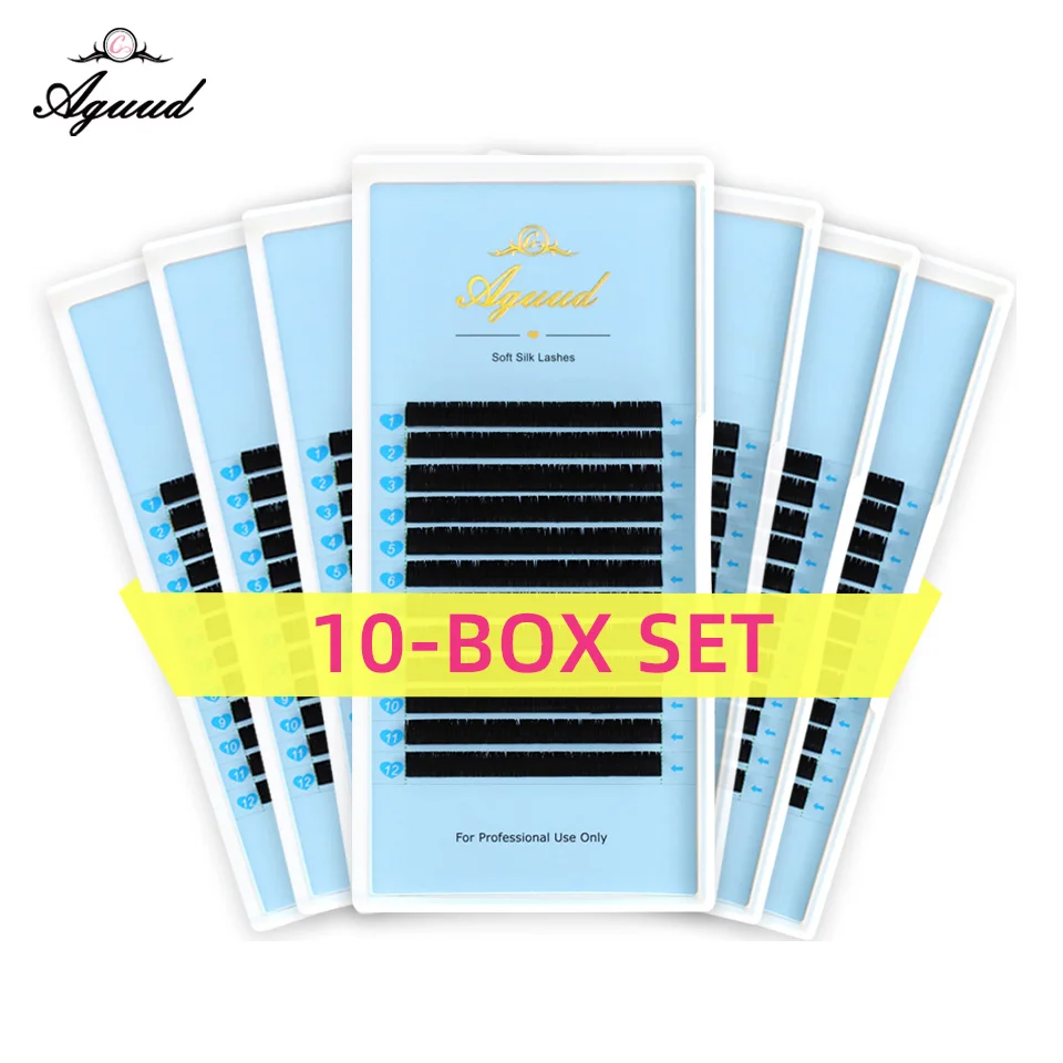 

AGUUD 10 trays/lot 0.03 0.05 0.07 Russian Volume Lashes Black Soft Bottom Lash 5-25mm Cashmere Eyelashes Extension Faux Mink