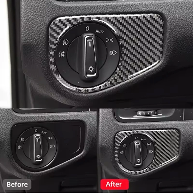 

For Volkswagen Golf 7 Gti Mk7 2013-2019 Carbon Fiber Auto Headlight Switch Decoration Frame Cover Trim Sticker Car Accessories