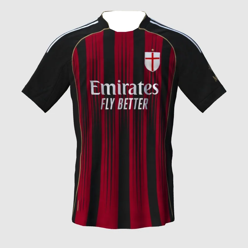 2025, Sommer, heiß verkauft, neues AC-Milan-Trikot, atmungsaktiv, schweißabsorbierend, schnell trocknend, schnell fallendes MOTOT-T-Shirt-Oberteil mit kurzen Ärmeln