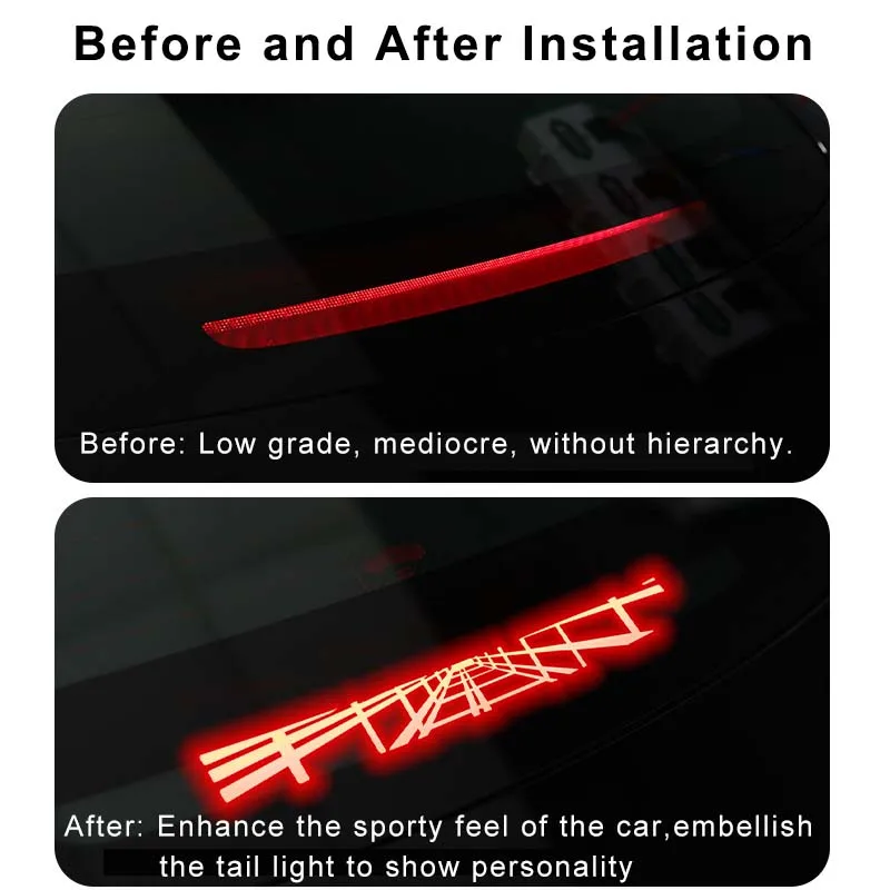 For Tesla 2024 Model 3 Highland Car High Mounted Brake Lamp Carbon Car Brake Projection Board Soft Decal Top Tail Light Stickers