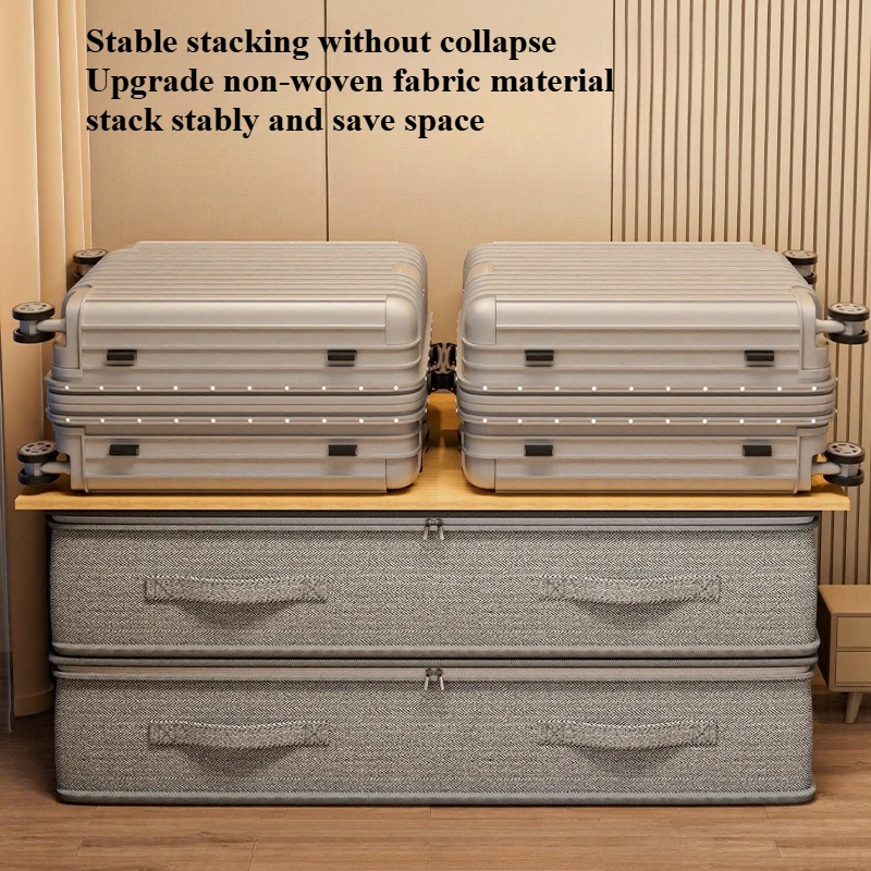 Large Under-Bed Storage Boxes,Stackable Durable Non-Woven Fabric Clothes Organizer Bins , for Bedroom Wardrobe Organization