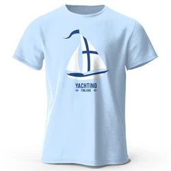 Men's Yachting Graphic Print T-Shirt 100% Cotton Vintage Tops for Summer Oversize Style Women Tees