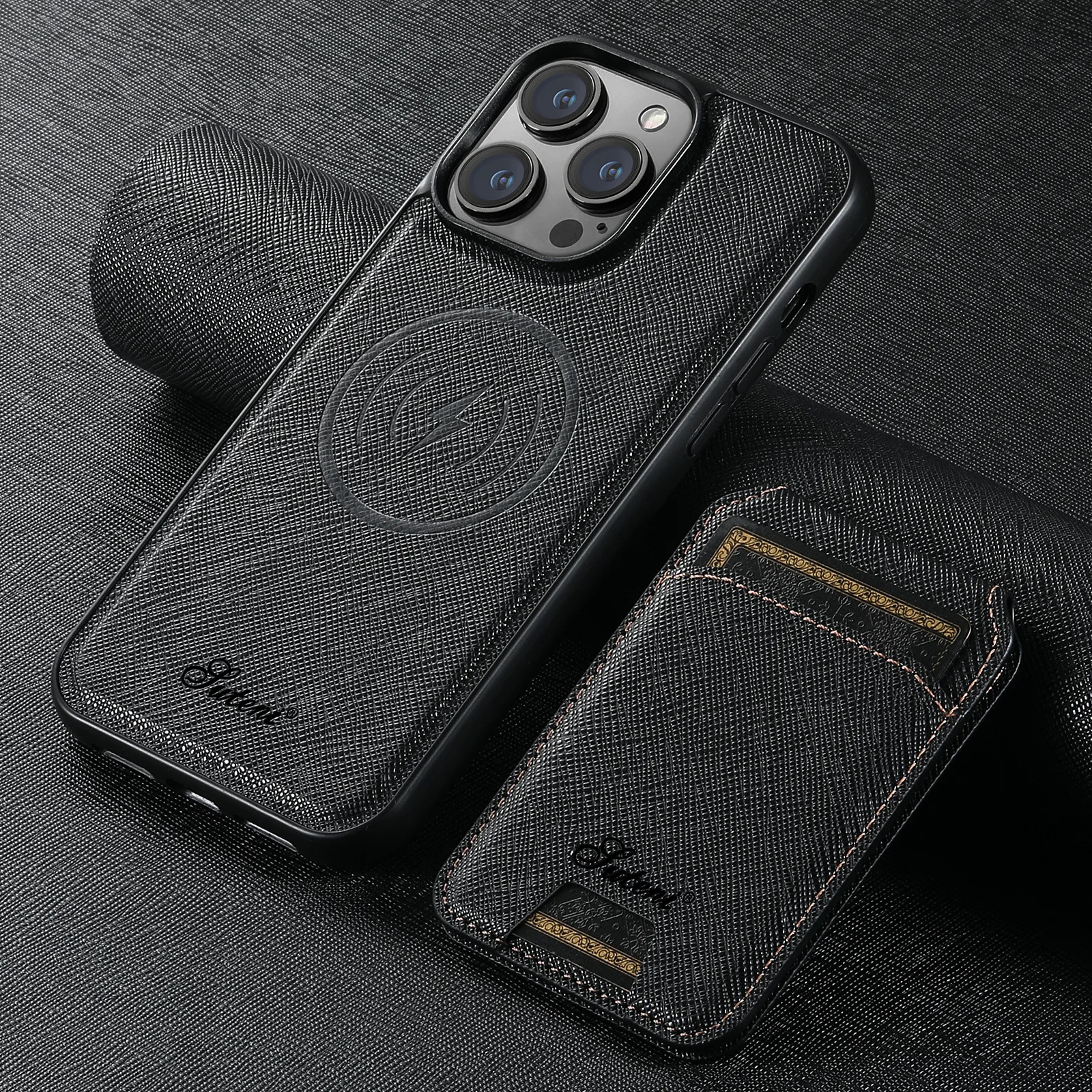 

MagSafe Magnetic Wireless Charging Case for iPhone 13 12 14 15 16 17 Pro Max Plus Leather Wallet Bag Card Holder Cover