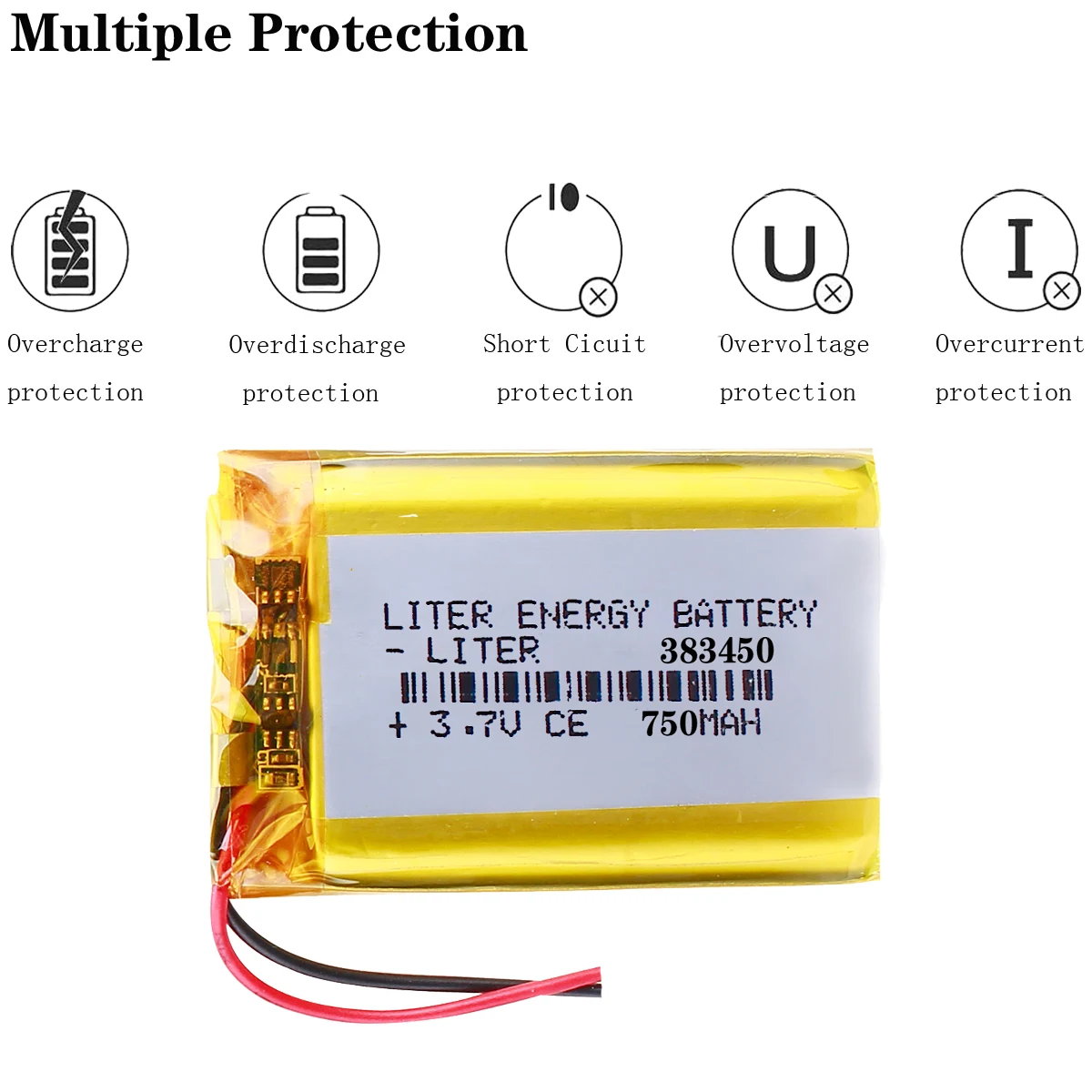 Liter energy battery 383450 3.7V 750mAH 403450 PLIB polymer lithium ion / Li-ion battery for GPS mp3 mp4 mp5 dvd