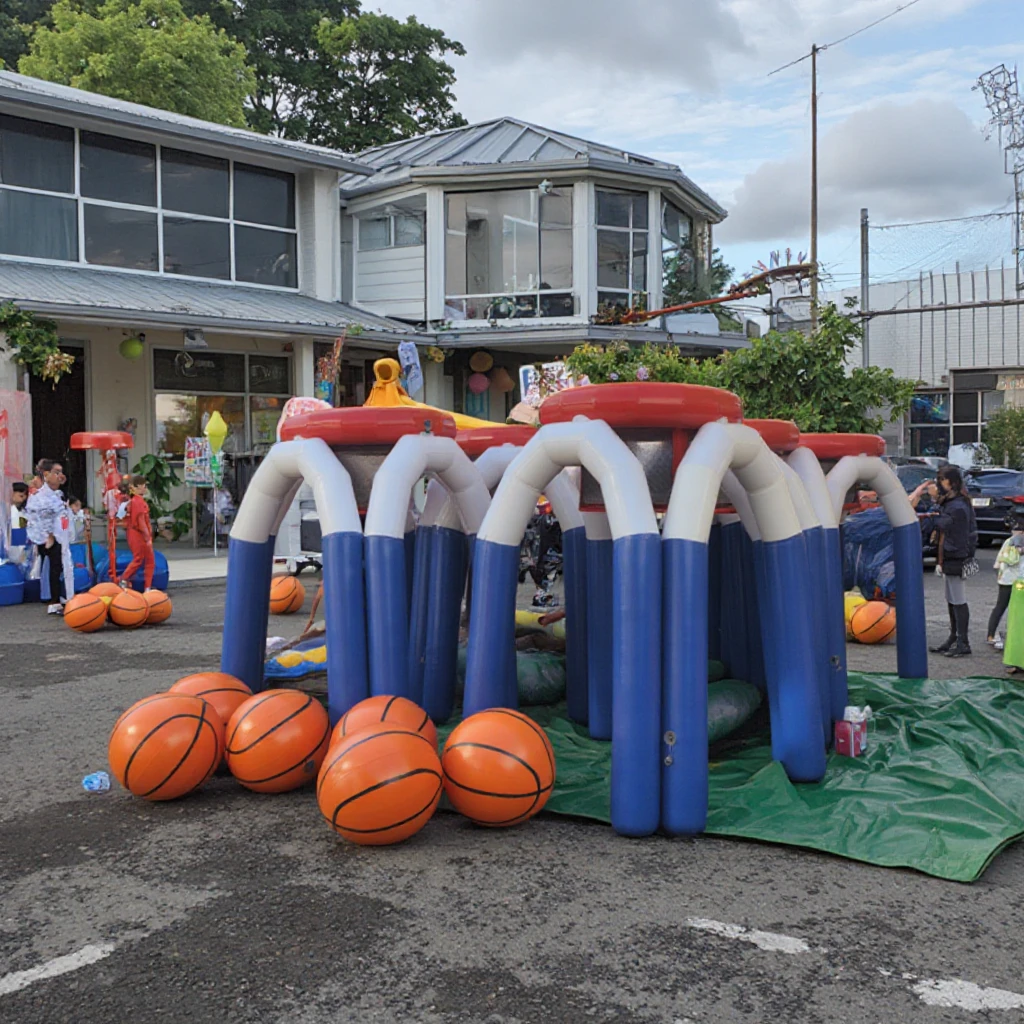 

China Factory's Fun Inflatable Basketball Hoop Giant Throwing Game PVC Model Blower Accessory Popular Factory Prices
