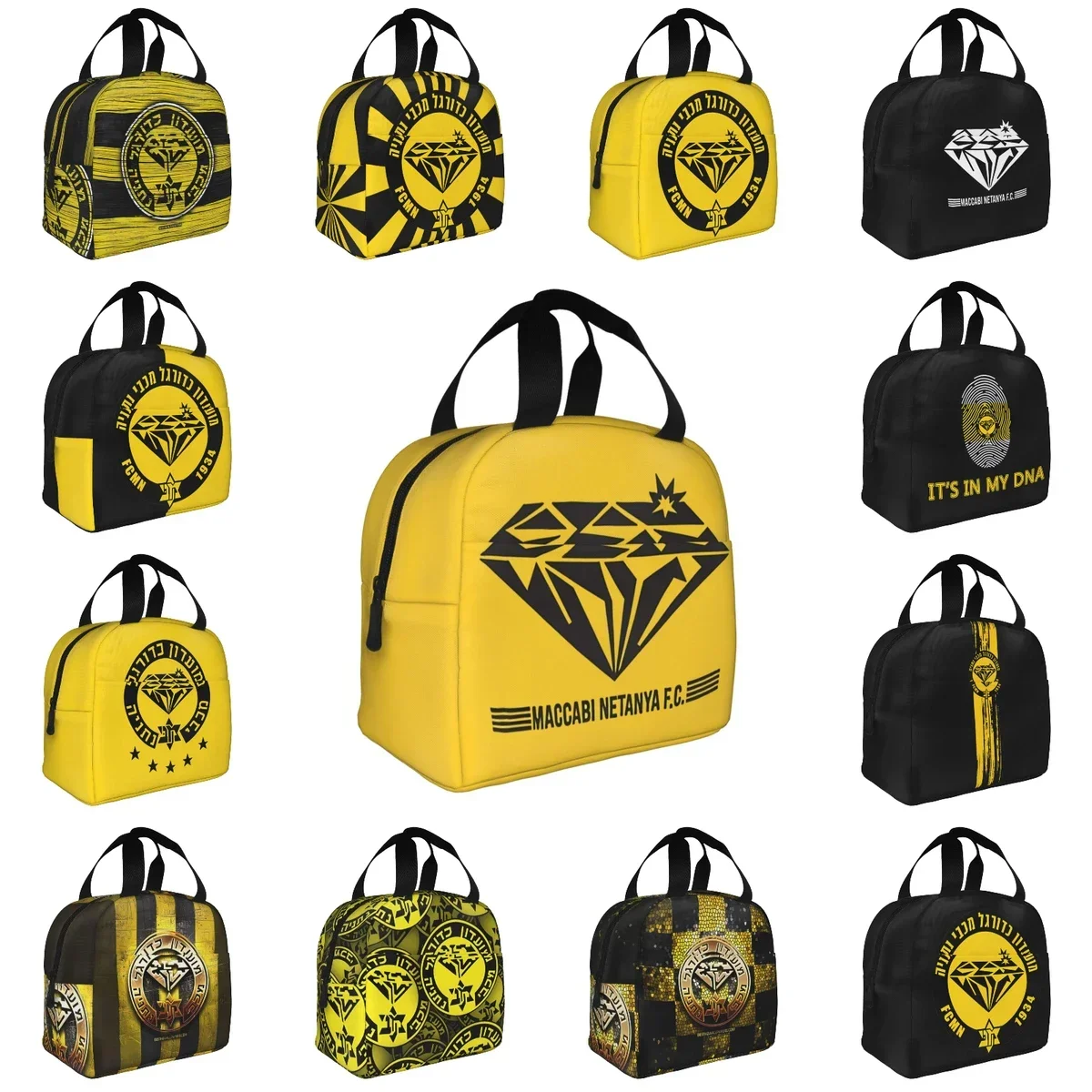 

Maccabi Netanya Lunch Bag Large Capacity Waterproof Thermal Insulation Food Storage Box School Work Adults Kids Unisex