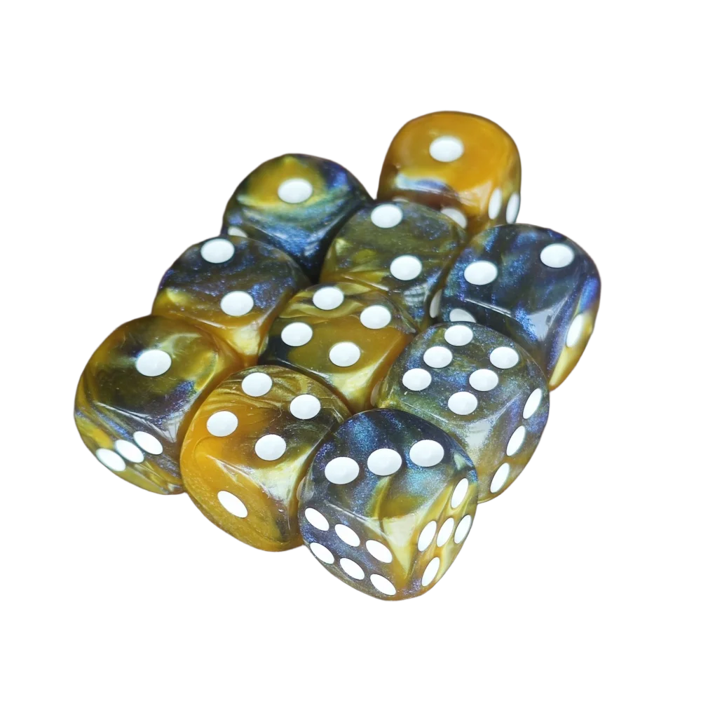 Jeu de dés Starlit Sky D6, 16MM, jaune et noir brillant, marquins 40K, jeu de société donjons et Dragons