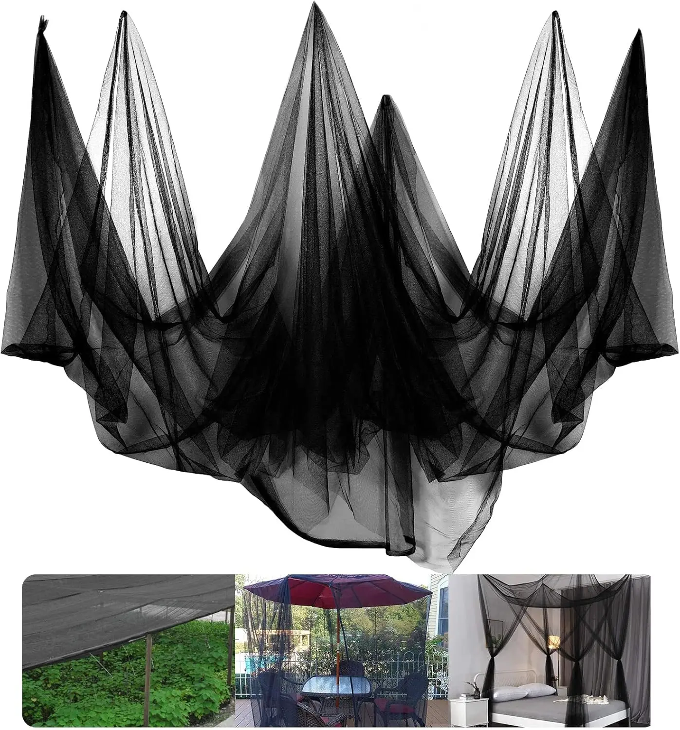 

78x10ft Mosquito Netting Garden Mesh, Bird Barrier Plant Protection Net Black 3x24m