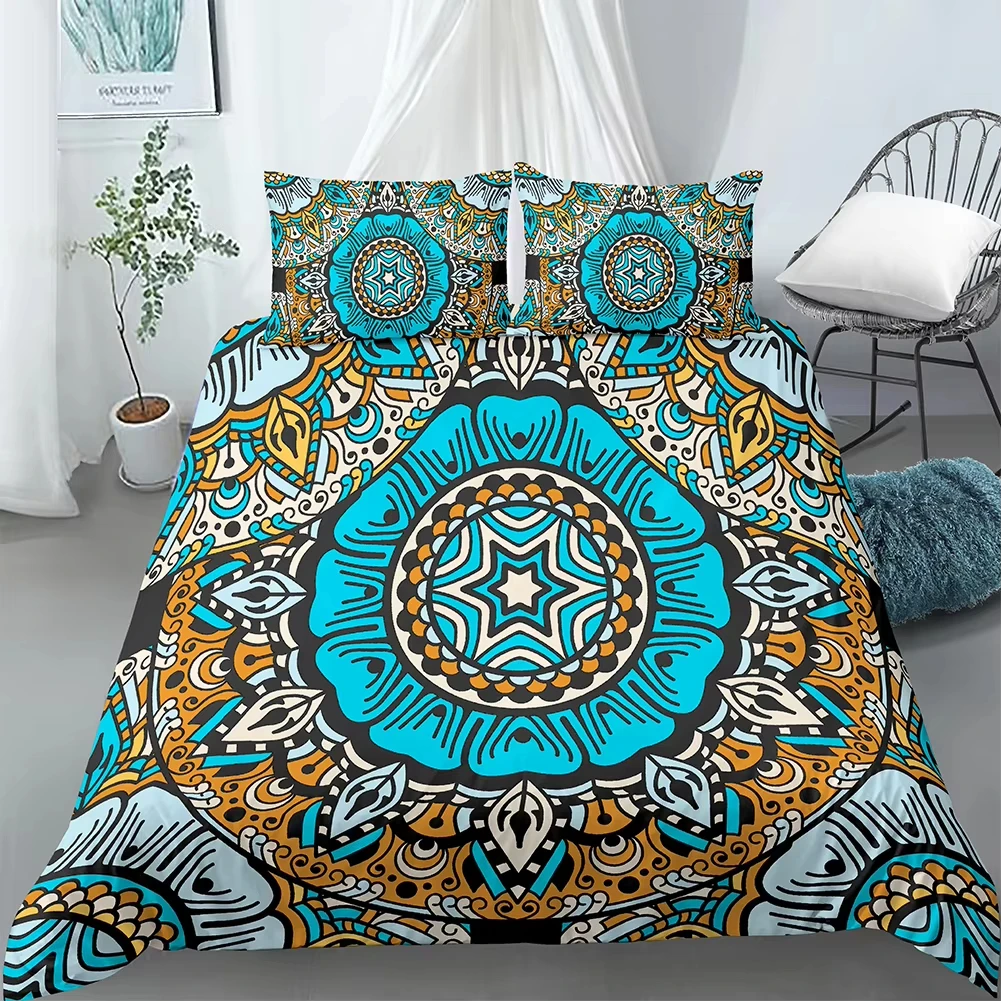 Boho Mandala Duvet Cover Full Queen King Size Bohemian Vintage Floral Comforter Cover for Boys Girls Hippie Mandala Bedding Set