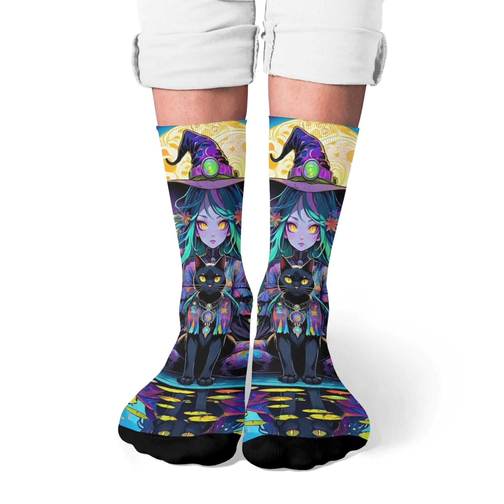 Magical Girl Print Damensocken, bequem, atmungsaktiv, rutschfest, Freizeitsocken, Neuheit, Harajuku, Retro, Straße, Hip-Hop, Crew-Socken