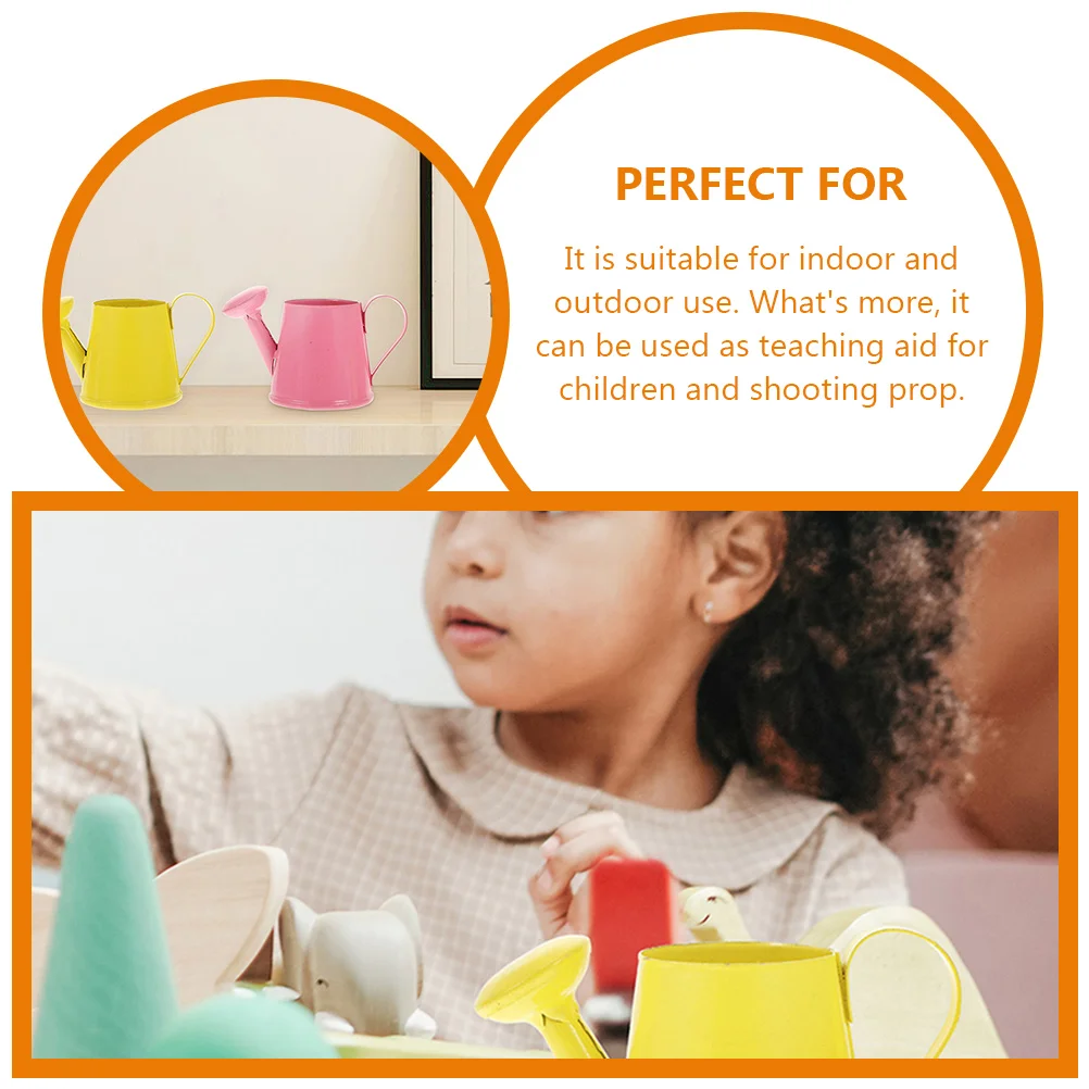 4 pezzi mini annaffiatoio in ferro sussidi didattici arredamento da giardino per bambini uso esterno irrigatore per piante giocattoli casa di scena