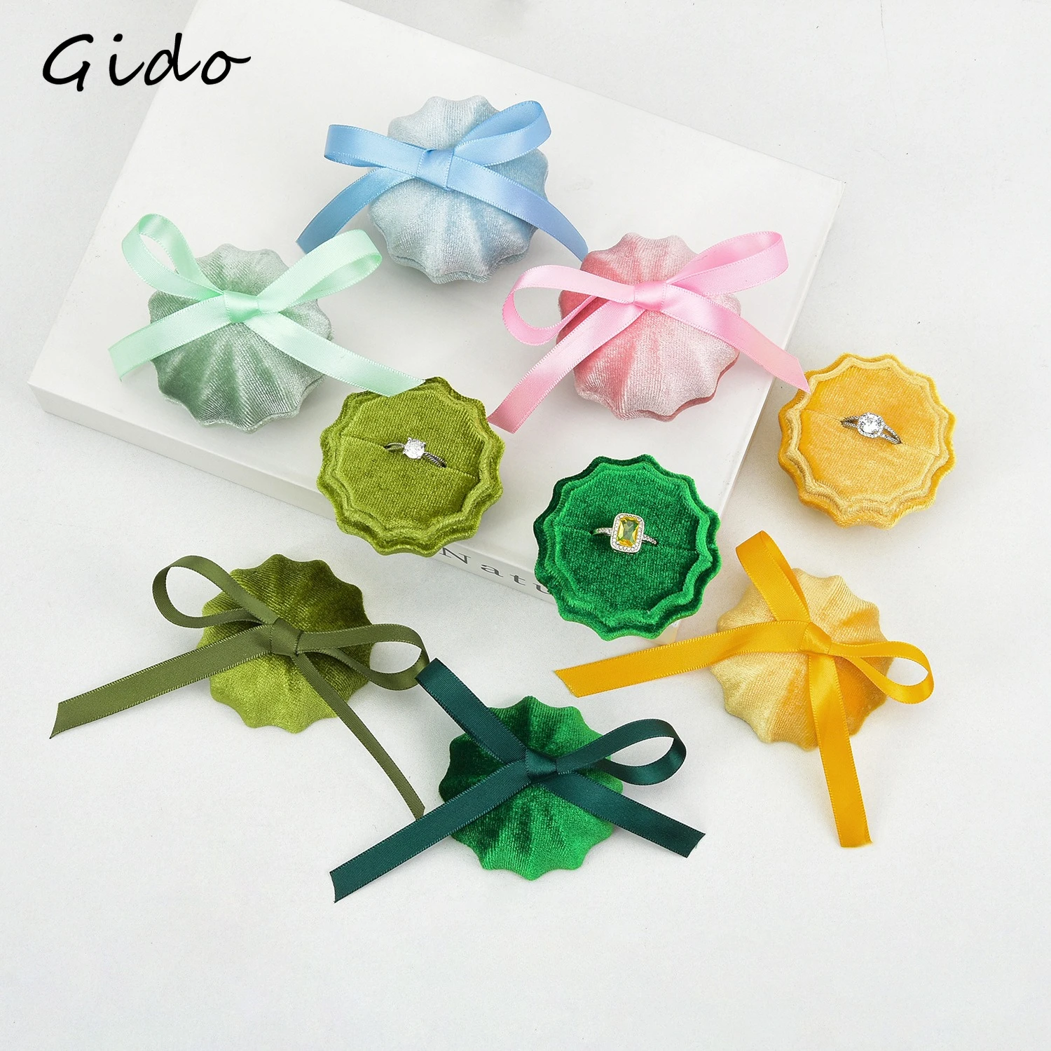 

Elegant Velvet Ring Holder Box with Magnetic Hinged Lid Soft Velvety Case for Jewelry Display Gift Giving