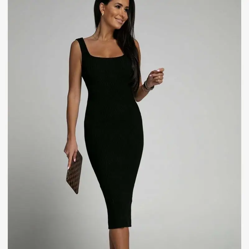 Estate 2023 Gonna casual da donna Dres Gonne lunghe a vita media lavorate a maglia rotonde Ne H-ape Colore puro No-Sve Dres