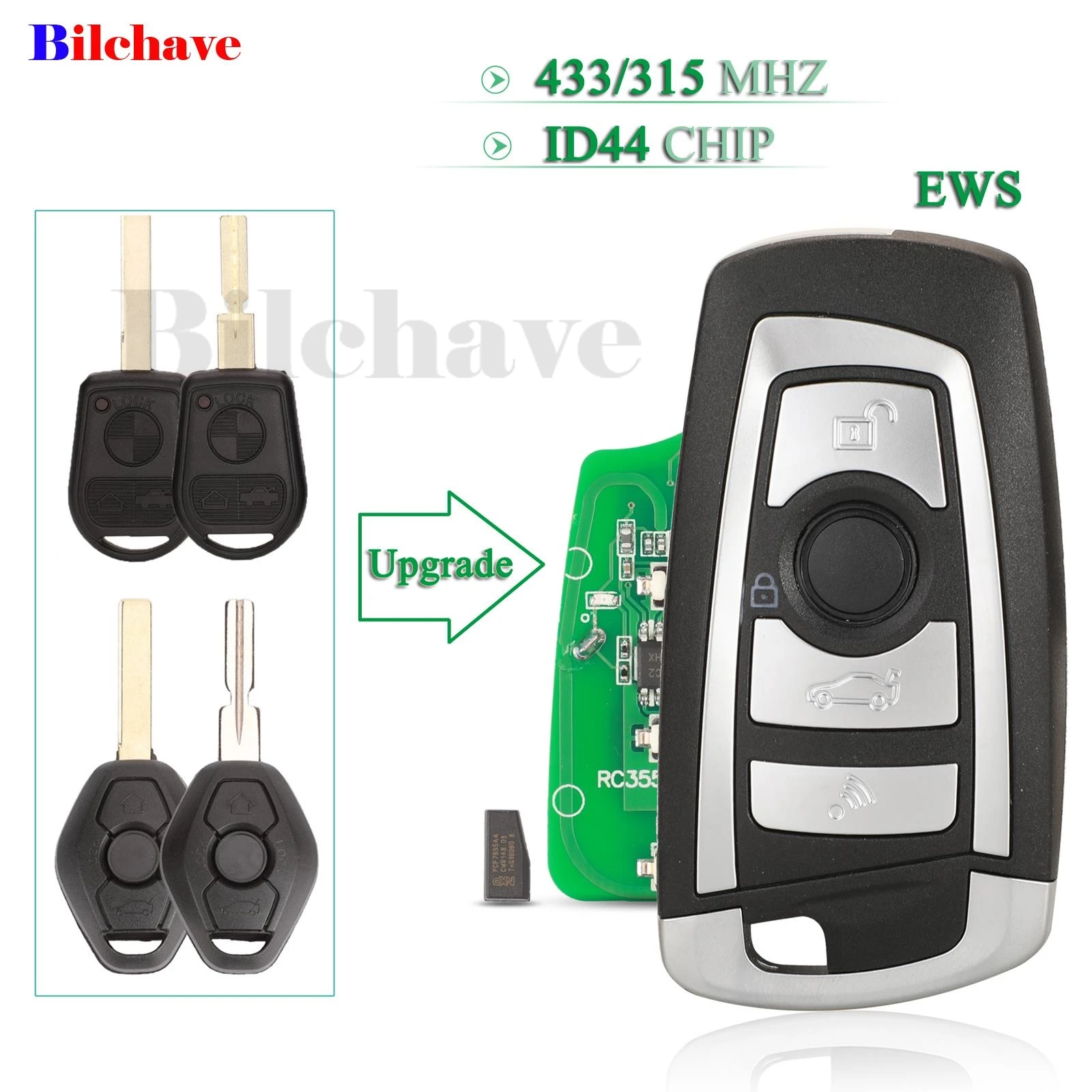 jingyuqin EWS Modified For BMW E38 E39 E46 M5 X3 X5 Z3 Z4 Flip Remote Car Key 315/433Mhz ID44 PCF7935 4Buttons HU58 HU92 Blade