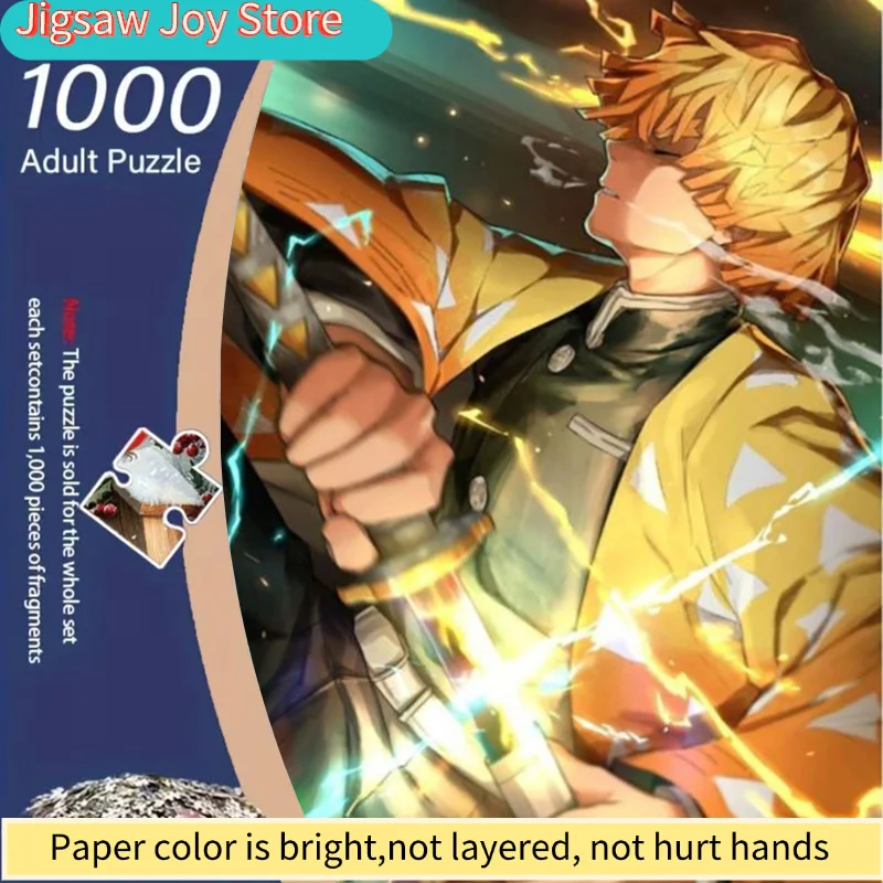

A Jigsaw Puzzle Featuring Zenitsu Agatsuma, Made from Sturdy White Cardstock. This Puzzle Showcases Anime Art with a Lightnin