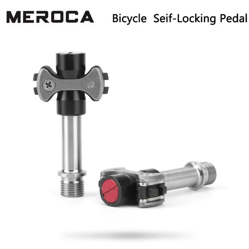 MEROCA Ultra-light Titanium Alloy Lollipop Self-Locking Pedal Steel Shaft/Titanium Shaft Bicycle Lock Pedal For Road Bike Pedals