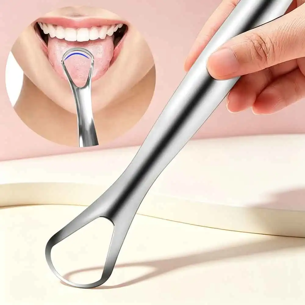 1 Pcs Stainless Reusable Cleaner Fresh BreathSteel Useful Tongue Scraper Cleaning Coated Tongue Oral Hygiene Care Tools