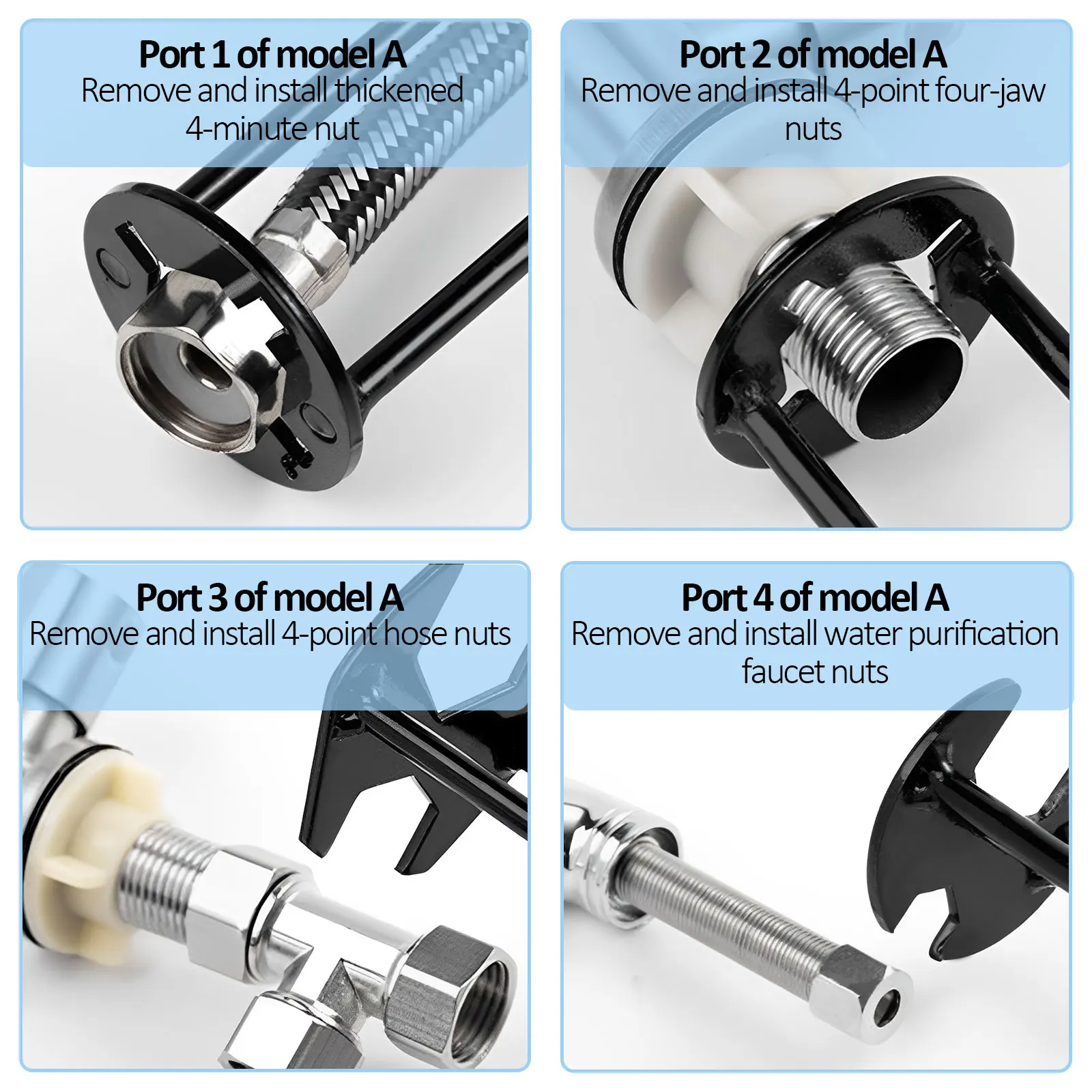 4pcs Sink Wrench Multifunct Sink Faucet Key Metal Bathroom Wrench Home Plumbing Sanitary Ware Disassembly Leaky Pipe Repair Tool