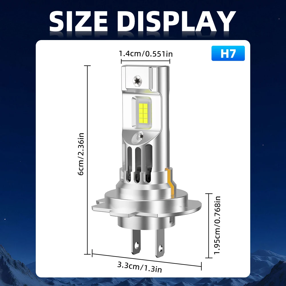 ROADSUN LED H7 Bulbs 120W 40000LM 6500K White H7 Headlights Fog Bulbs No Adapter Required Plug & Play Pack of 2