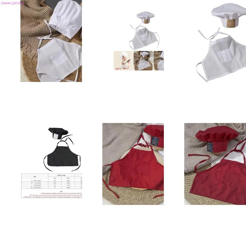 

D0JC Набор поваров для новорожденных для фотосессий Реквизит для детской фотографии Фартук для младенцев с шапкой
