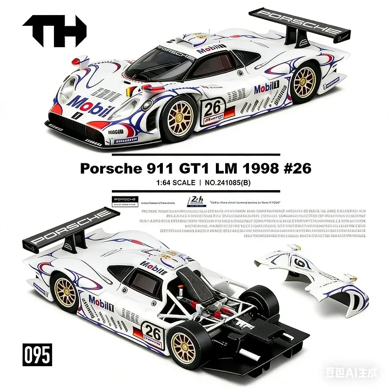

TH 1:64 Scale 1998 Le Mans GT1 LM #26 Mobil Racing Diecast Model with Detachable Components