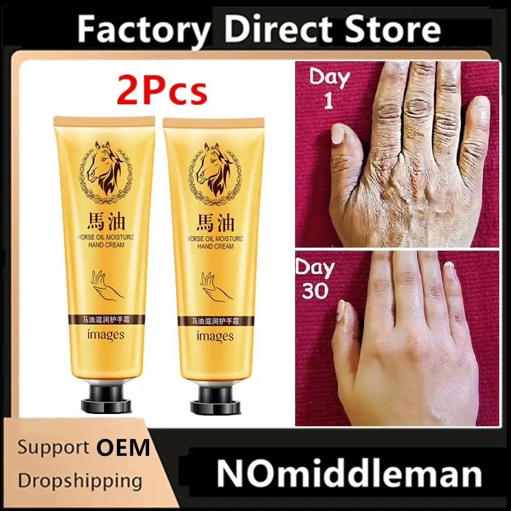 

2Pcs Horse Oil Moisturizing Hand Cream Horse Ointment Repair Soft Whitening Winter Anti-drying Nourishing Hand Care Lotion