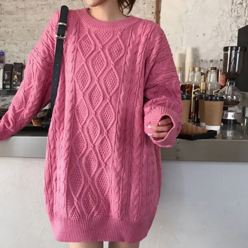 

Elegant Thread Knitted Pullovers Women's Solid O-Neck Pullover Jumpers 2024 Autumn Winter Office Female Long Sleeve Sweater T131