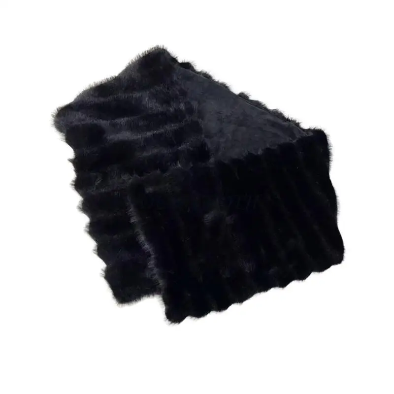 

Soft Faux Furs Wrap Winter Shawl With Thickened Interior Cold Weather Accessory Y1AC