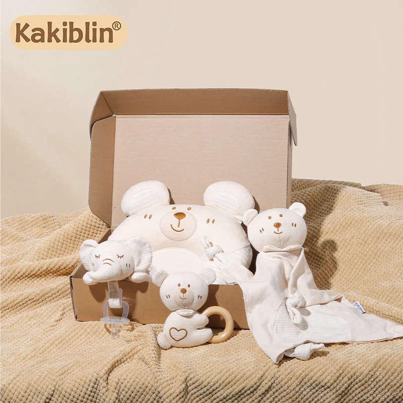 Giocattoli da Dentizione in Cotone Biologico per Neonati 0-6 Mesi Sonagli Calmanti per Bambini con Campanelli